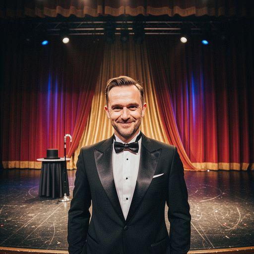 Eine Gruppe von Menschen, die begeistert einen Zaubertrick bei einer Live-Performance beobachten.